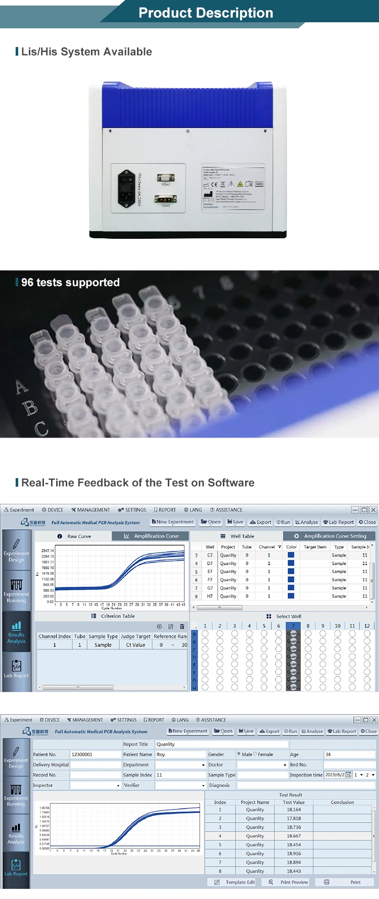 PCR Kits Teste PCR Test Real-Time Device Real Time Machine