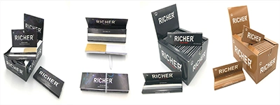 Richer Premium Golden Stamping 14GSM Unbleached Hemp Rolling Paper with Filter Tips