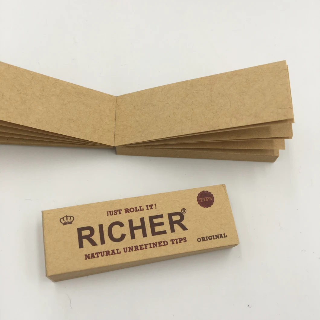 Customized Unbleached Smoking Filter Tips 60*20mm 50 Tips Per Booklet
