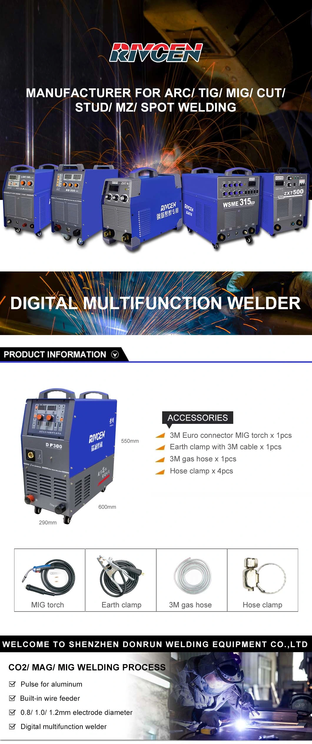 All Digital Control System Professional Pulse for Aluminum MIG Welding Machine
