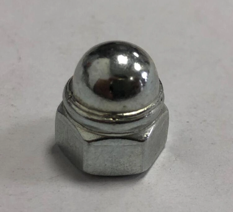 Carbon Steel Hex Acorn Nuts Assembling Type Welding Type with Non-Metallic Insert Zinc Plated