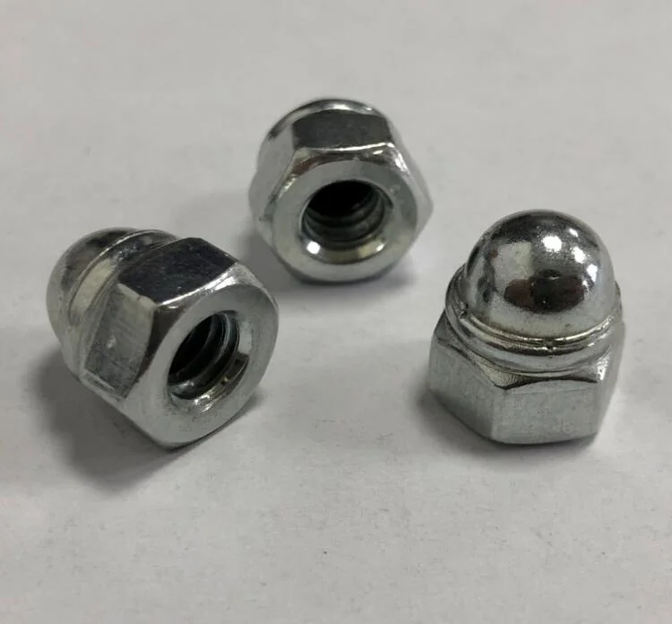 Carbon Steel Hex Domed Cap Nuts Assembling Type Welding Type with Non-Metallic Insert Zinc Plated