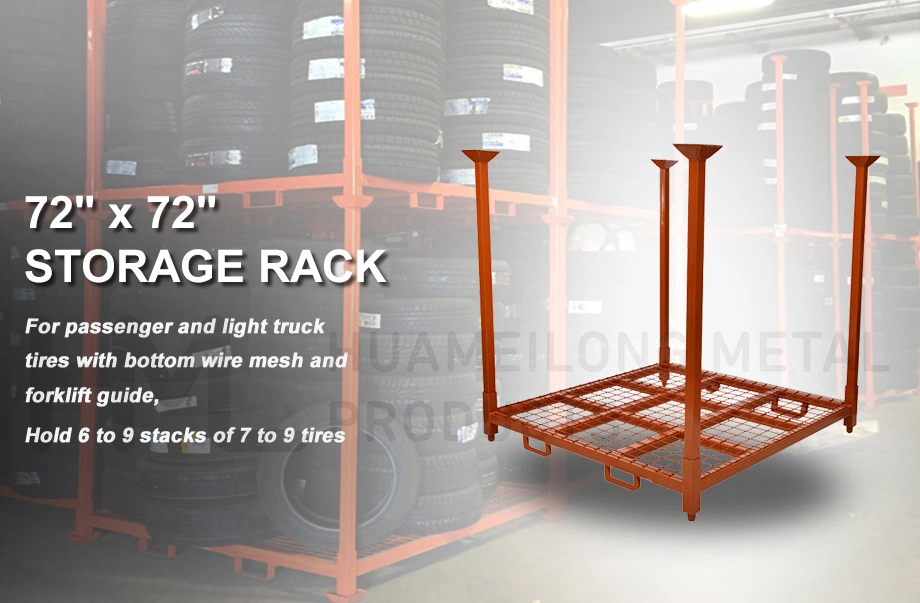2-Way Entry Type Rigid Welding Foldable Tire Rack with Forklift