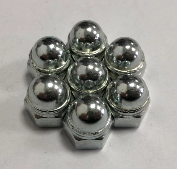 Carbon Steel Hex Domed Cap Nuts Assembling Type Welding Type with Non-Metallic Insert Zinc Plated