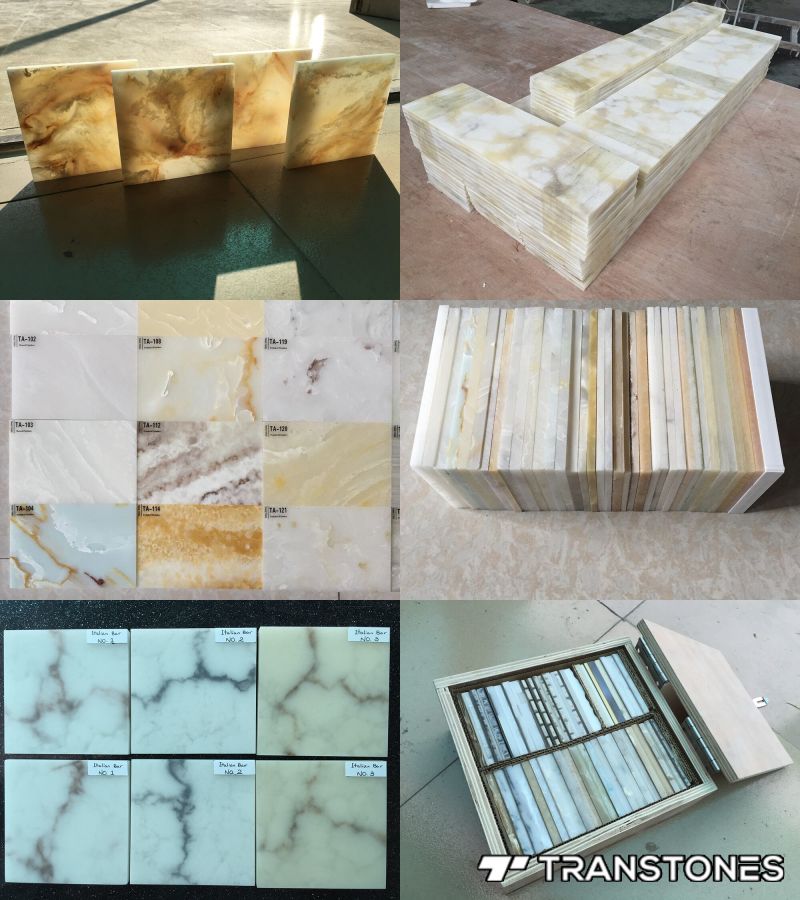 Polished Artificial Onyx Sheet Translucent Big Slab Alabaster Counter Top