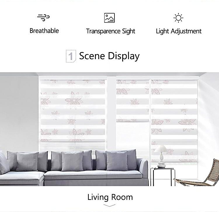 Decorative Day and Night Double Zebra Roller Curtain Dual Layer Roller Blinds