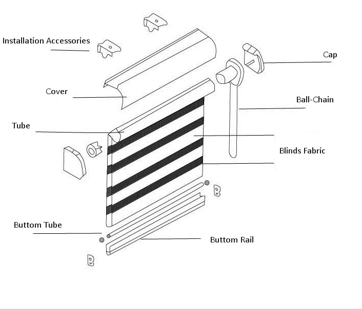 Best Price Black out Zebra Roller Blinds/Rainbow Blinds for Home Decoration