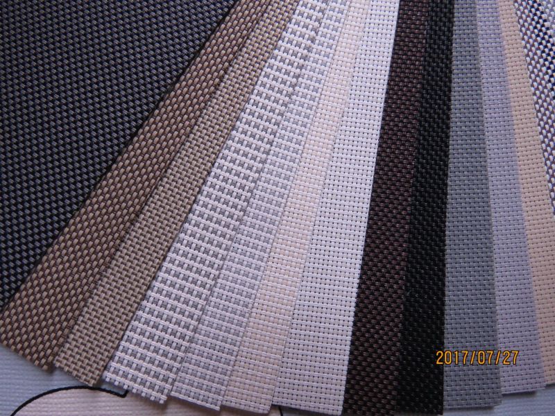 UV Protect Fire Retardant Sunscreen Fabric for Motorized PVC Pattern Sunscreen Outdoor Curtain Polyester Fabric