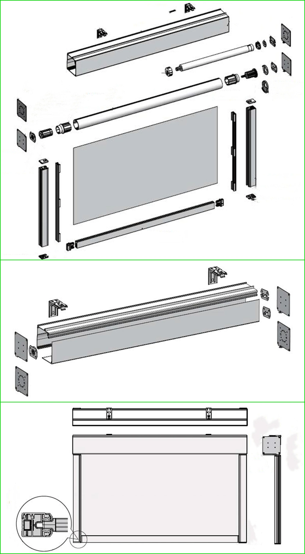 External Automatic Zip Track Custom Made Electric Window Blind Black Roller Blinds