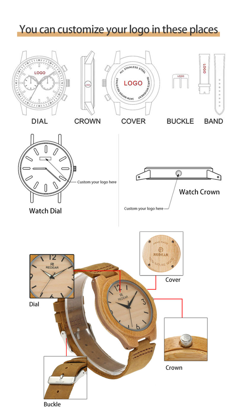 Zebra Wood Redear Brand Fashion Alloy Wrist Watch
