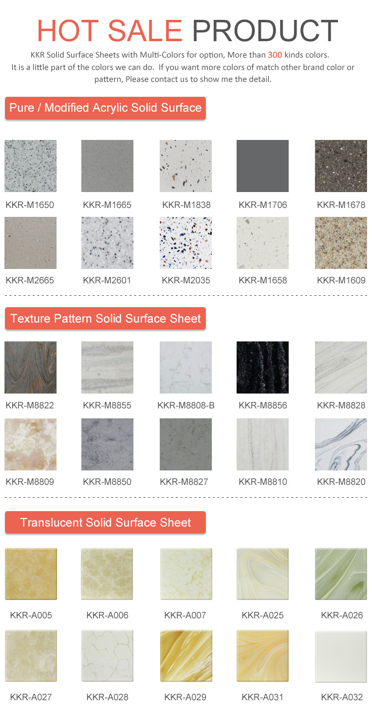 Texture Acrylic Solid Surface Sheet Decorative Translucent Solid Surface Slabs