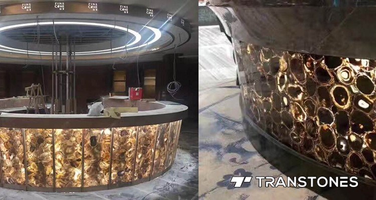 Translucent Polished Customized Colorful Natural Agate Table Front & Top