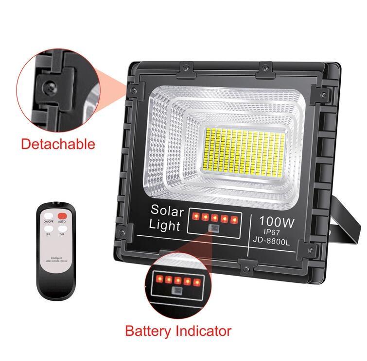 Outdoor Lighting Solar LED Floodlight with Remote Control Lithium Battery