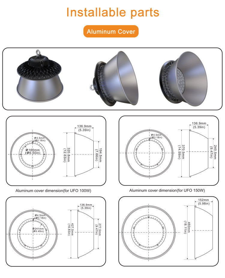 Dimming with Motion Sensor 80-240W UFO LED High Bay Light