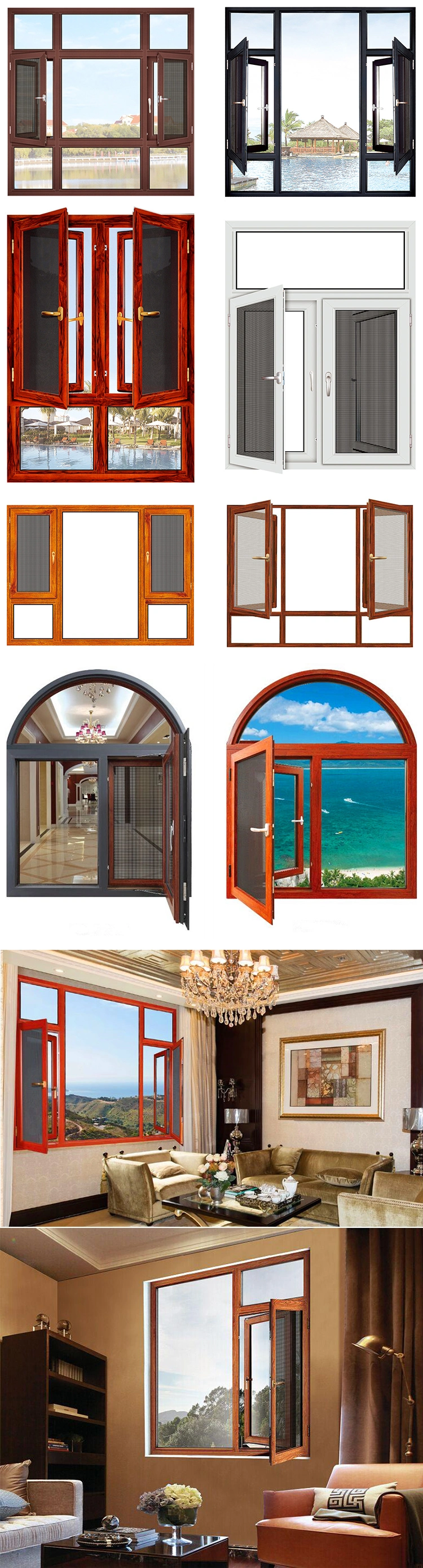Factory Direct Aluminium French Windows UPVC Windows and Door Building Material Blinds for Windows