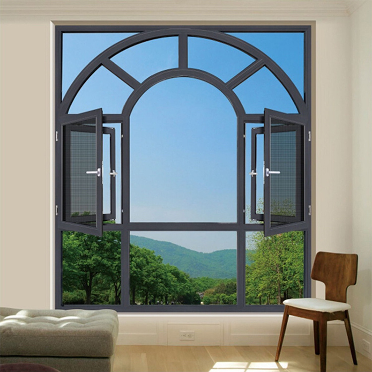 Homes Office Interior Half Round Aluminum Glass Window Designs for Sale
