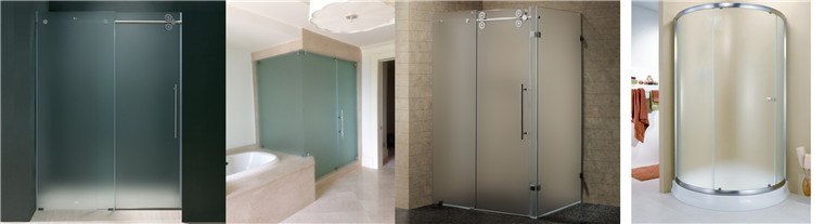 Acid Etched Shower Enclosure Glass, Translucent Glass Shower Screens
