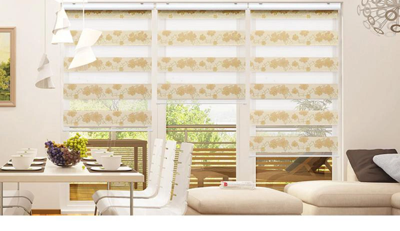 Fabric Zebra Blinds Blackout Fabric Gold Silk Jacquard Flower Fashion Roller Blinds for Decoration