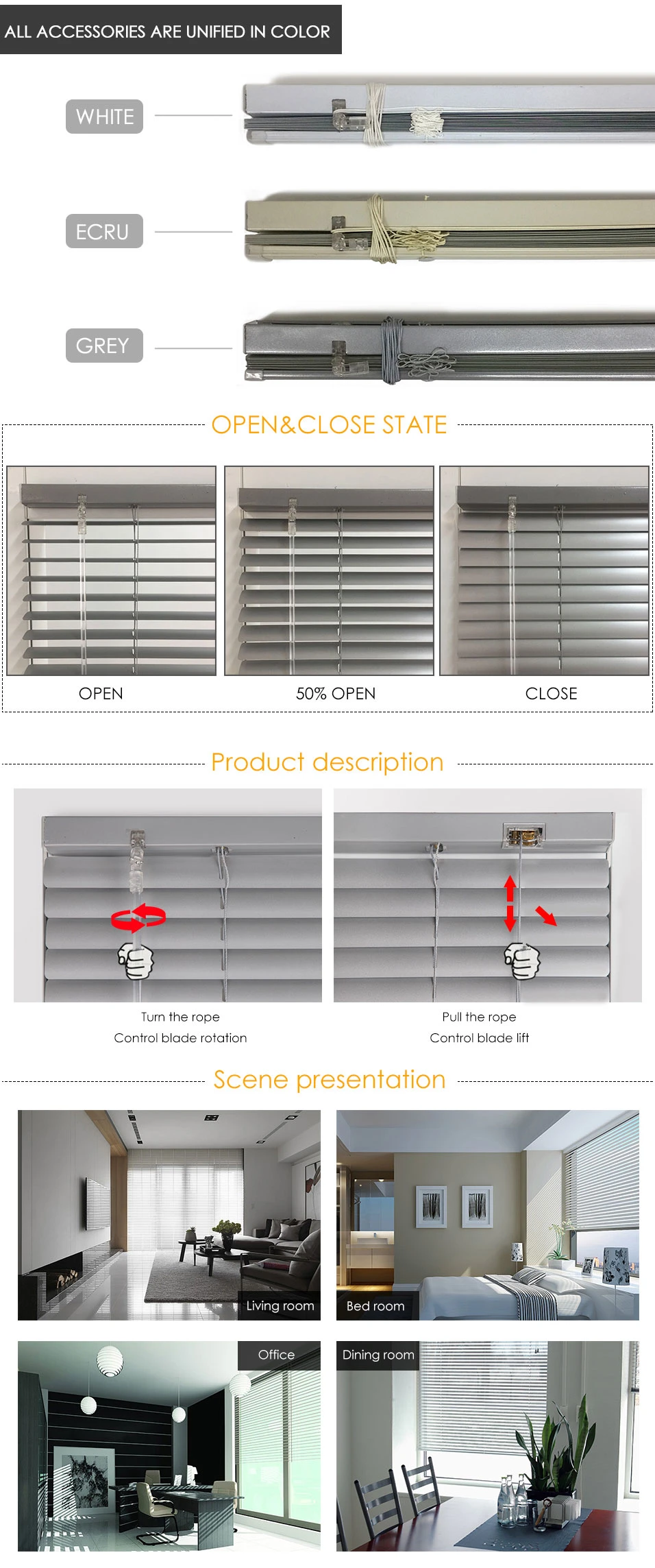 Interior or External Decorative Aluminum Roller Shutters Roller Blinds Window Blinds Venetian Blinds
