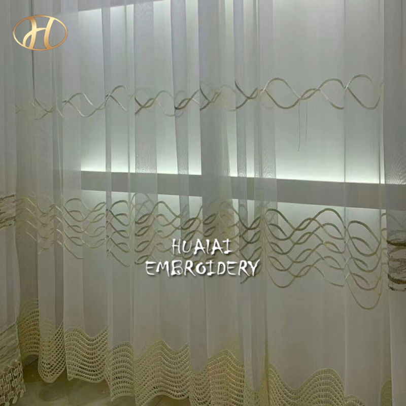 Factory White Sheer Fabric Embroidery Lace Voile Curtains for The Living Room