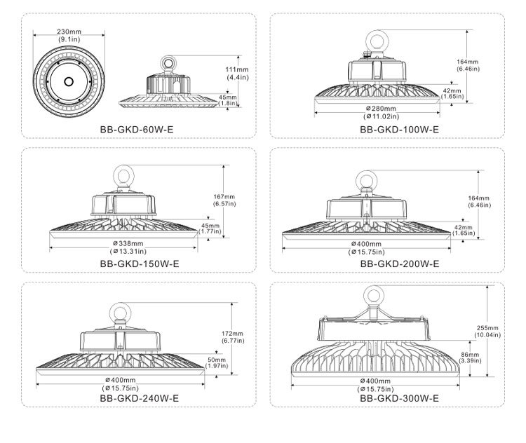 Dimming with Motion Sensor 80-240W UFO LED High Bay Light