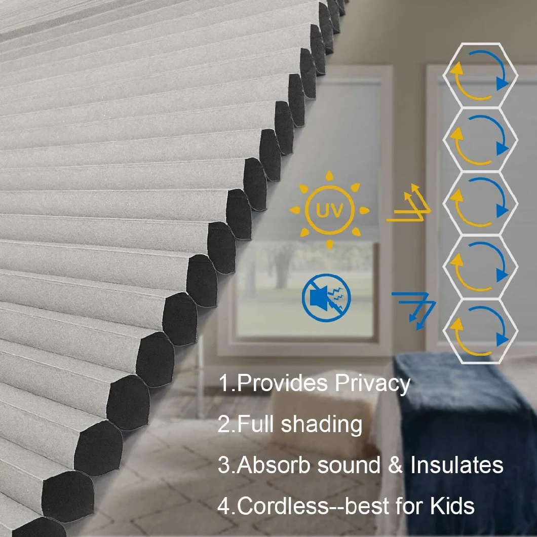 Cordless Cellular Shades Blackout Pleated Fabric Honeycomb Window Blinds