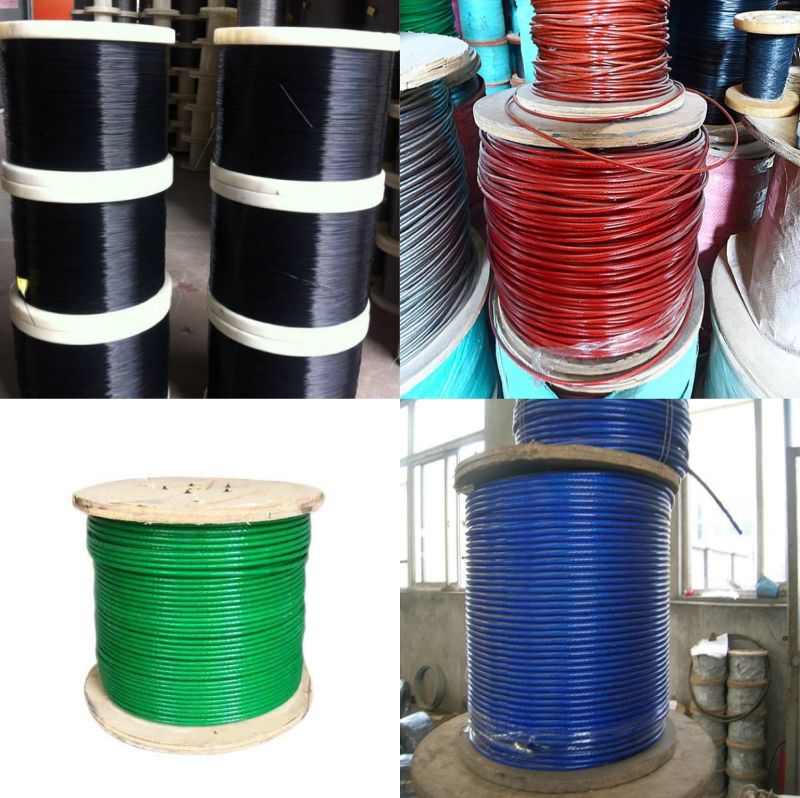 China Wire Supplier 3mm 4mm 5mm Green PVC Coated Wire Rope