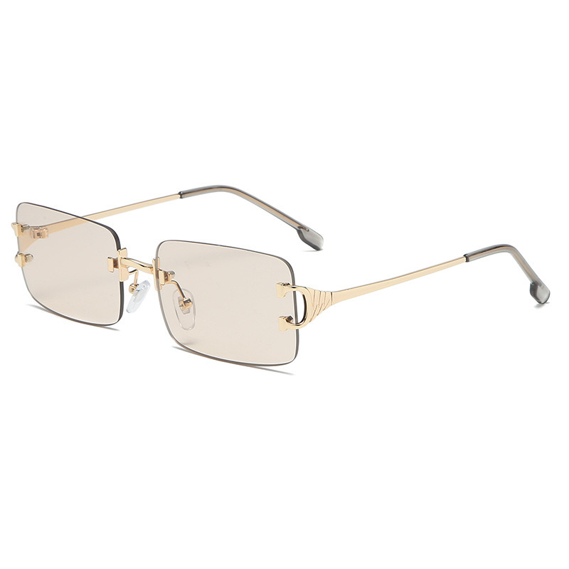 2020 Brand Oversized Metal Sunglasses Luxury Semi Rimless Sunglasses Women Luxury Shades Sunglasses for Women