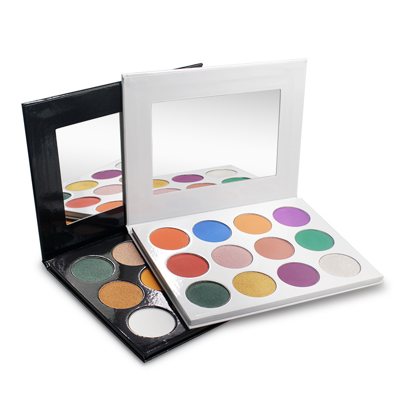 12 Colors Eyeshadow Shimmering Eyeshadow Long Lasting Eye Shadow Palette with Colorful Print Eye Shadow Box