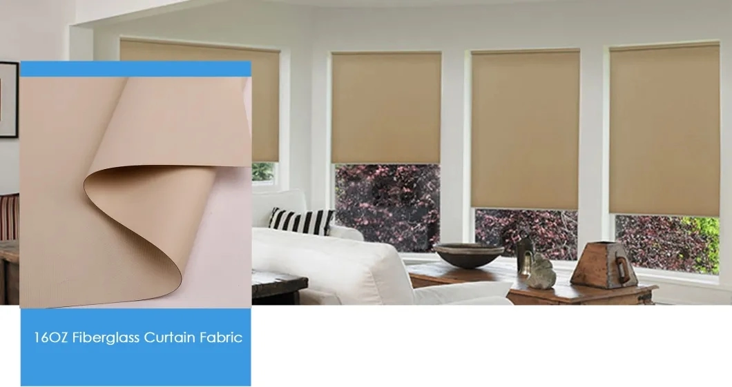 Beige Fiberglass Blockout Roller Blinds Curtain