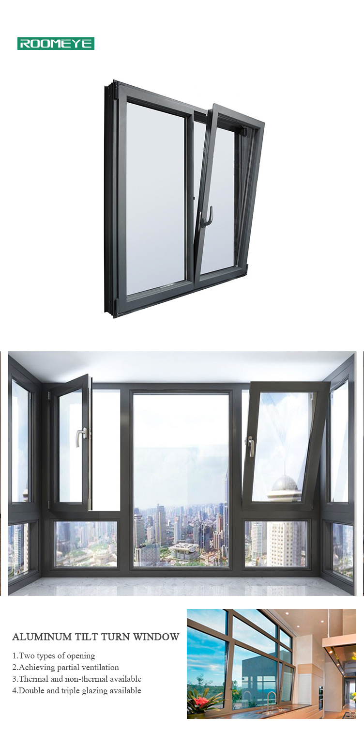 Aluminum Tilt Turn Window/ Casement Window/Awning Window/ Sliding Window with Double Insulated Glass