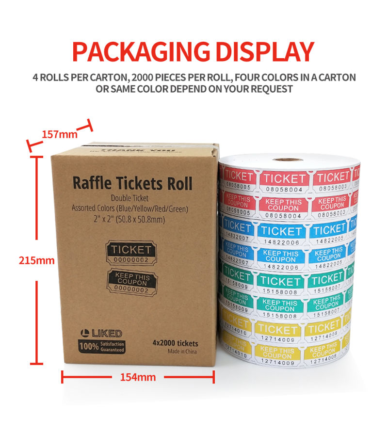 Raffle Tickets Consecutively Numbered Double Ticket Roll, Blue, 2000 Tickets Per Roll