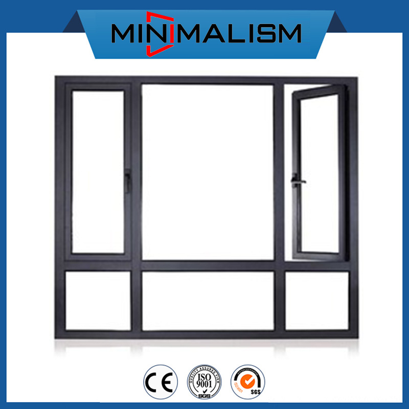 Motorized Roller Blinds Aluminum Double Casement Window with 2.0mm Material