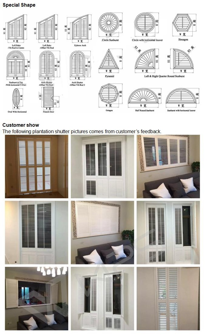 Basswood Shutter Blinds Shutters PVC Window Plantation Shutter Design From China