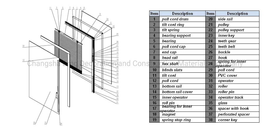 Venetian Mini Blinds in Between Glass/Curtain/Blinds/Aulminum Curtain/Vertical Blind/Roller Blinds