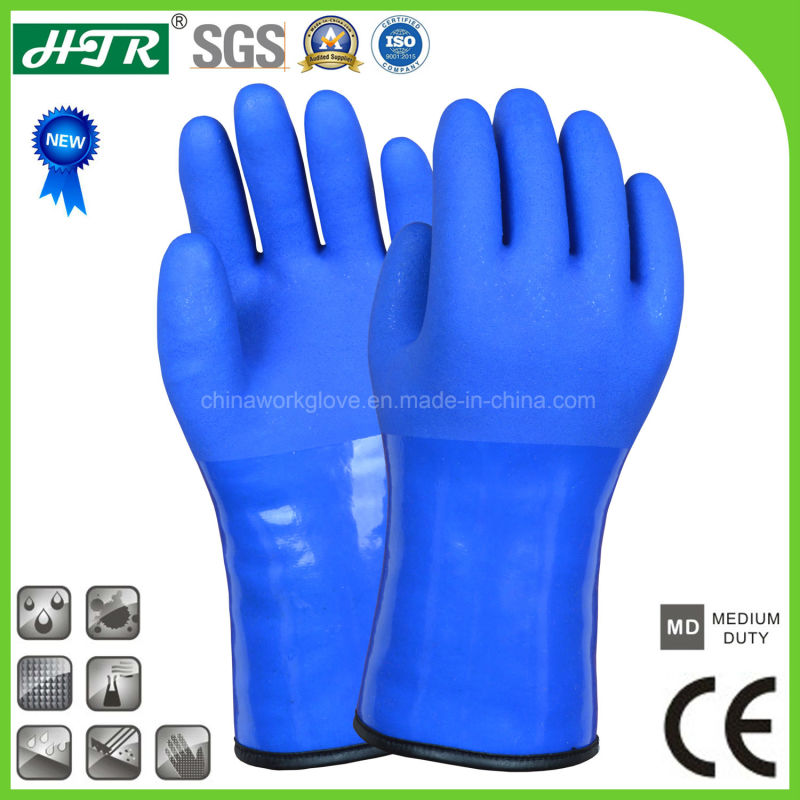 Coldproof/Warm PVC Chemical Resistant Industrial Safety Work Gloves with Brushed Liner