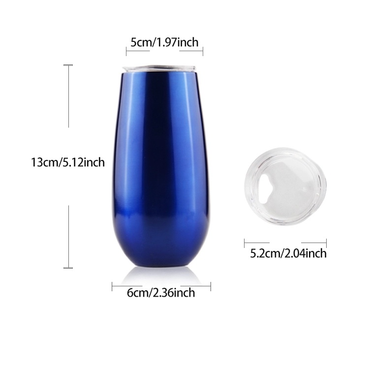 6 Oz Double Wall Stainless Steel Stemless Champagne Double Insulated Cocktail Cups