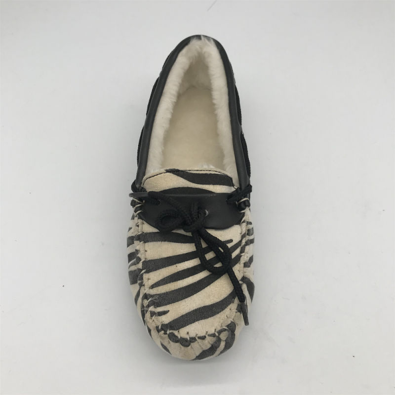 Black and White Zebra Ribbon Plus Velvet Winter Casual Shoes