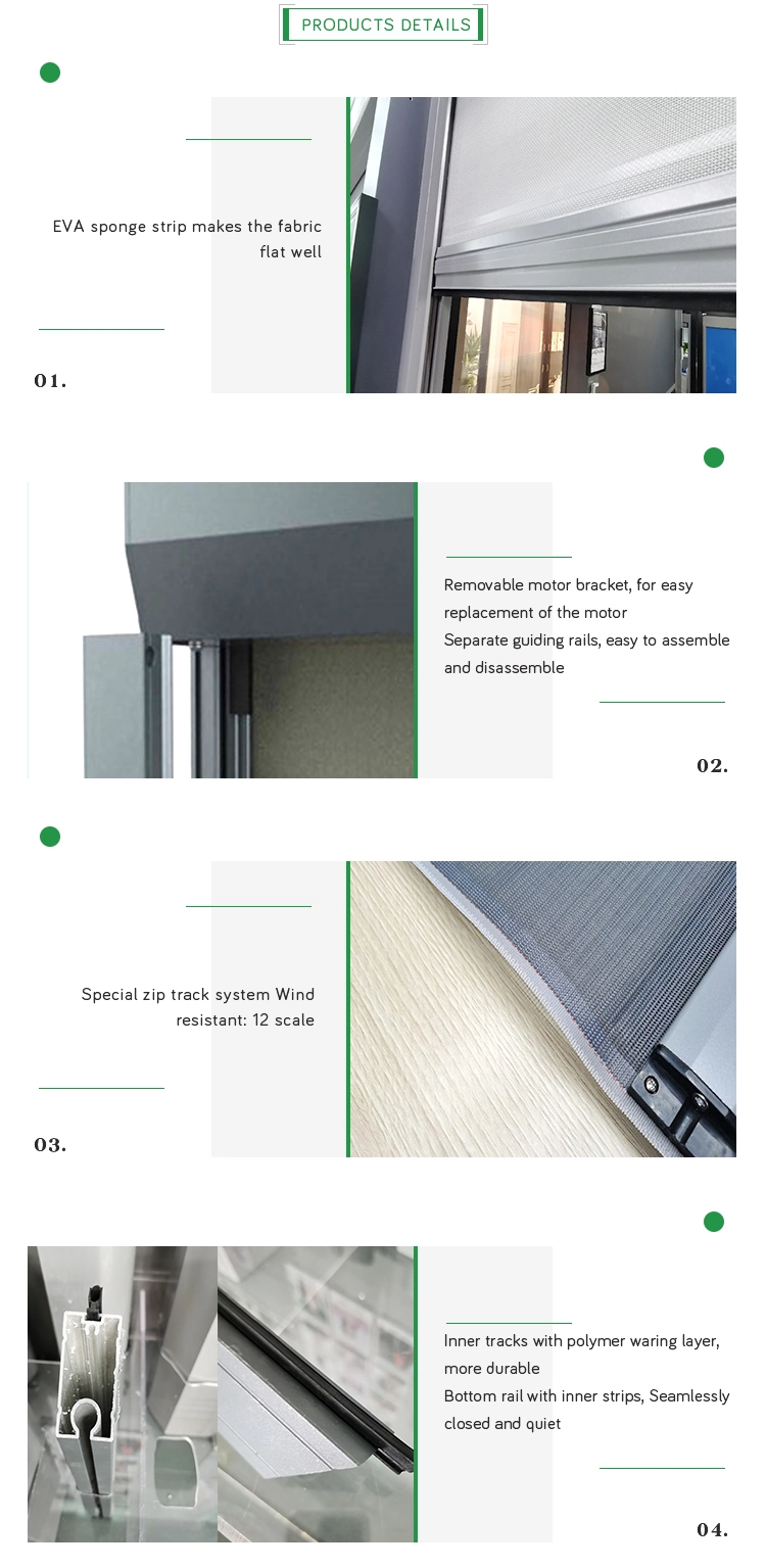 High Quality Customized PVC Blinds Outdoor Indoor Windproof Zip Track Roller Vertical Horizontal Blinds