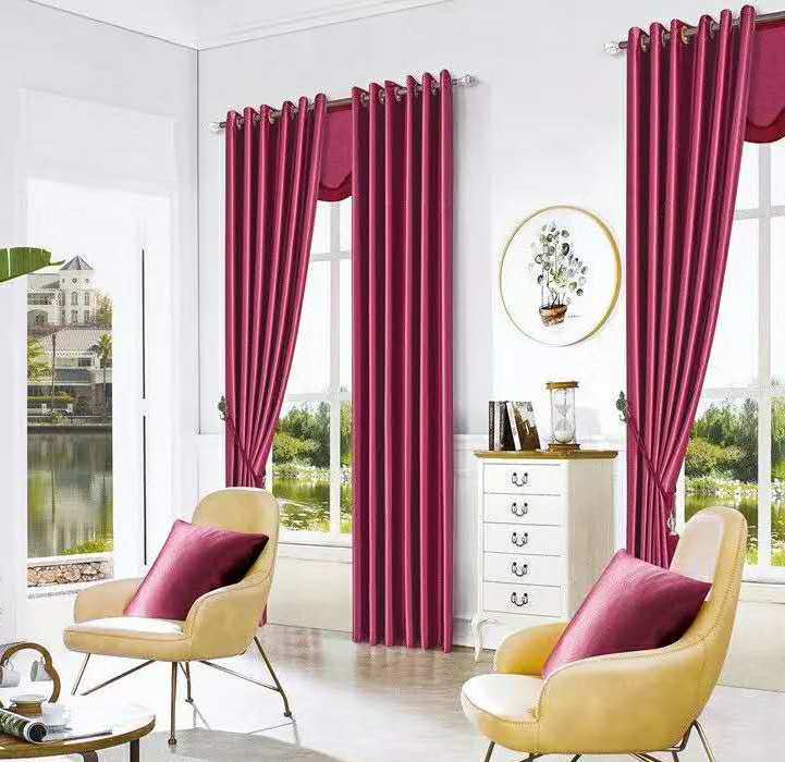 Window Curtain Real Silk Fabric Blackout Curtain Blind