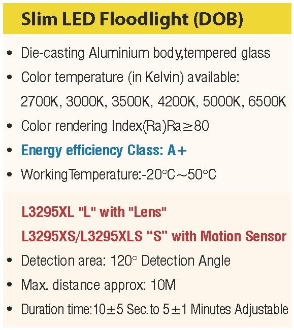 IP54 50W 230V 4500lm Slim LED Floodlight (DOB) , with Ce EMC RoHS Certificates