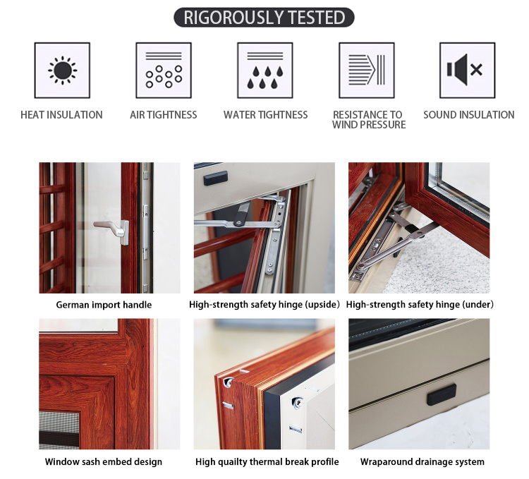 Aluminium Single Hung Window Roll out Single Curtain Wall Top Hung Windows Outward Opening Windows