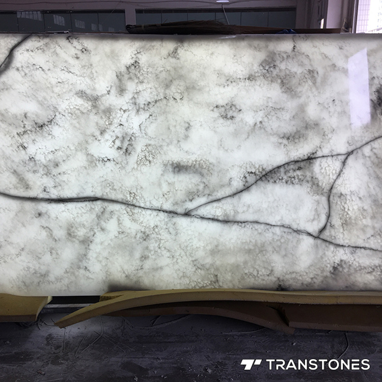 Translucent Polished Black Veins Translucent Alabaster Interior Wall Panel