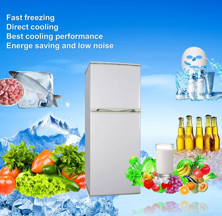 Fruit and Beer Display 12V DC Solar Compressor Small Double Door Refrigerators