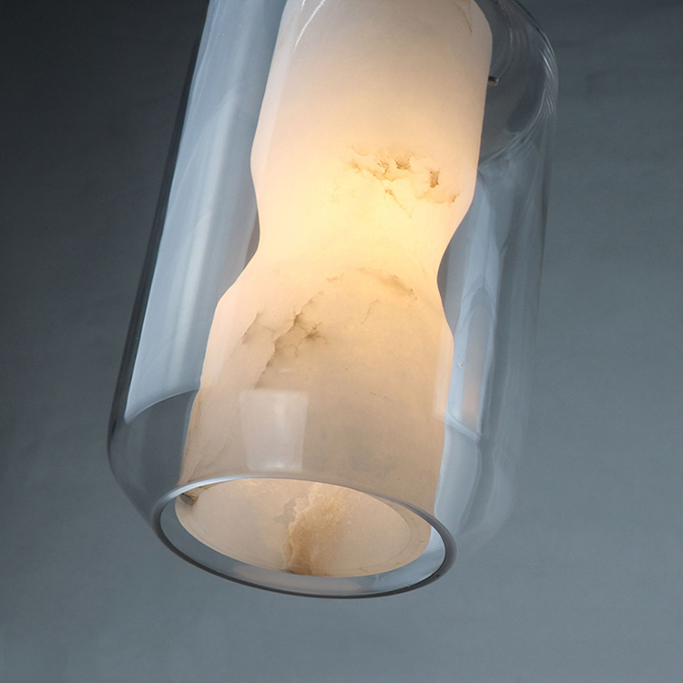Modern Lobby Decorative Chandelier Shades Glass Semi-Transprarency Pendant Light