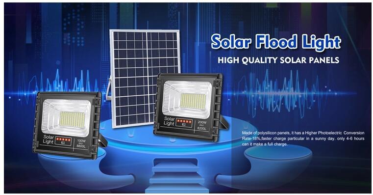 Outdoor Lighting Solar LED Floodlight with Remote Control Lithium Battery