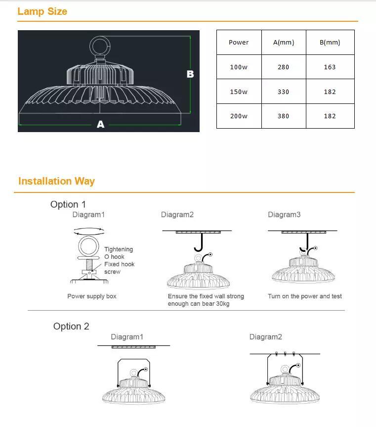 Industrial Motion Sensor 100W 150W 200W 240W UFO LED High Bay Light Dimming