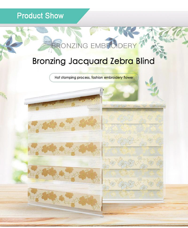 Fabric Zebra Blinds Blackout Fabric Gold Silk Jacquard Flower Fashion Roller Blinds for Decoration