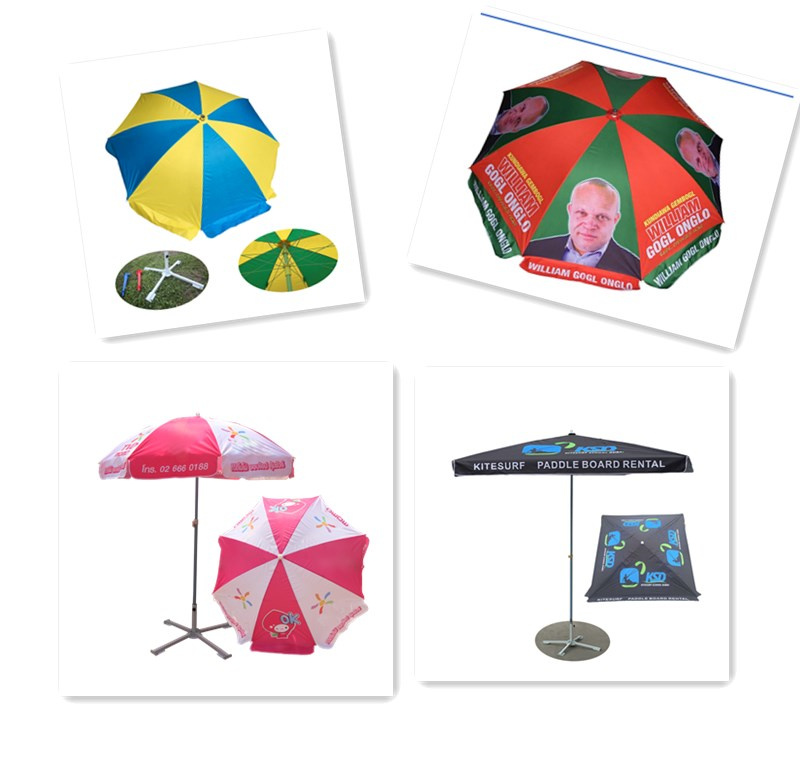 Outdoor Advertising Yellow Blank 210d Polyester Parasols Umbrella Sun Beach