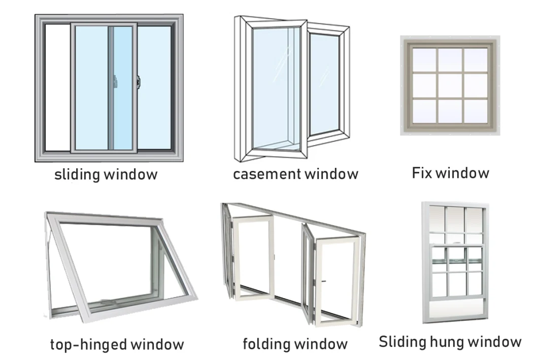 Factory Direct Aluminium French Windows UPVC Windows and Door Building Material Blinds for Windows